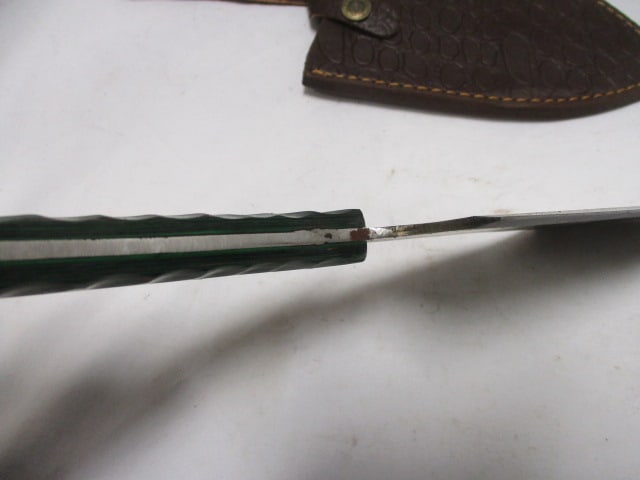 Damascus Cleaver with Leather Sheath - 5