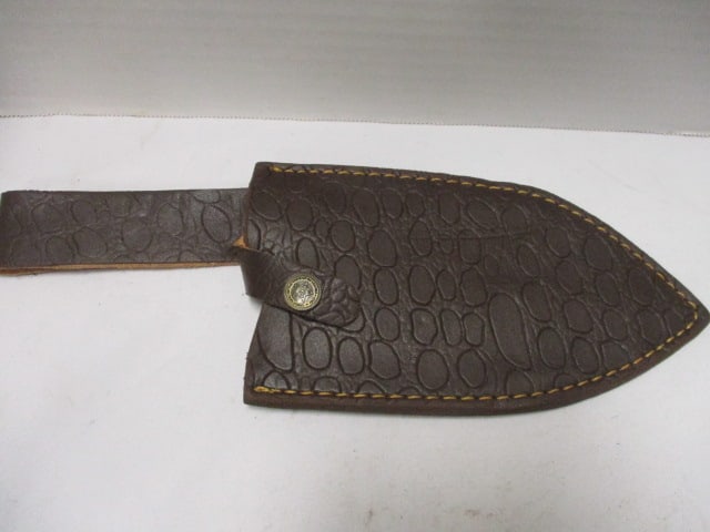 Damascus Cleaver with Leather Sheath - 6