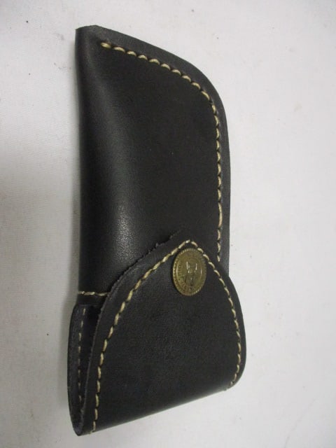 Damascus Folding Pocket Knife with Leather Sheath - 5