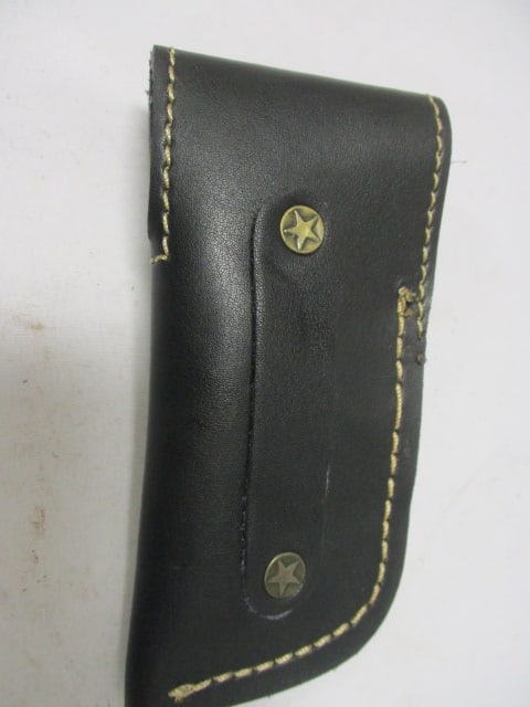 Damascus Folding Pocket Knife with Leather Sheath - 6