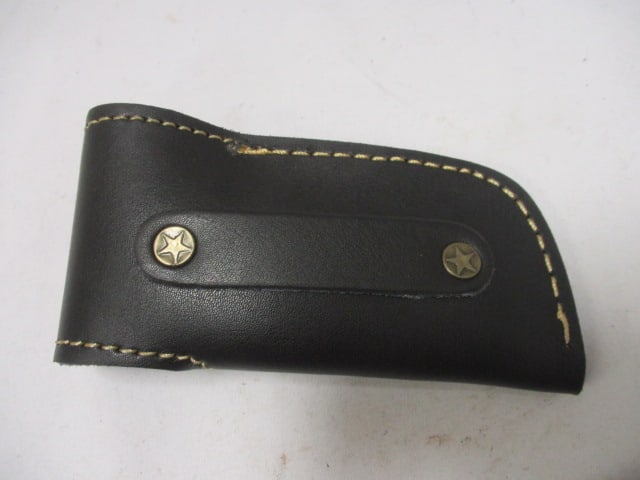 Damascus Folding Pocket Knife with Leather Sheath - 7