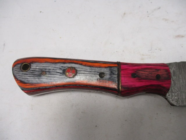 Damascus Hunting Knife with Leather Sheath - 3