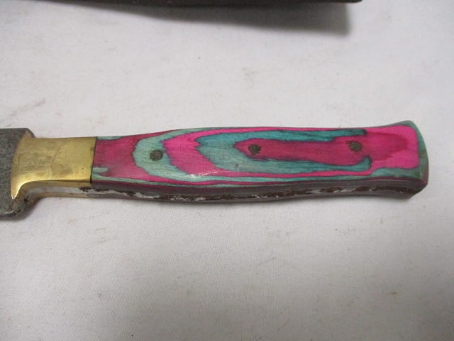 Damascus Double Blade with Leather Sheath - 2