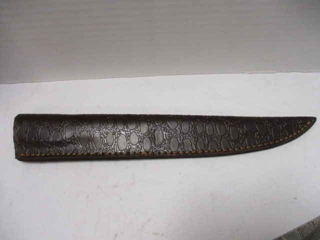 Damascus Filet Knife with Leather Sheath - 6