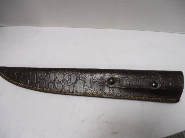 Damascus Filet Knife with Leather Sheath - 7