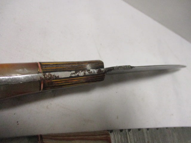 Two Damascus Hunting Knives with Leather Sheaths - 5