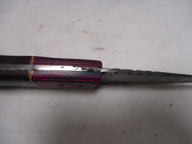 Damascus Hunting Knife with Leather Sheath - 4