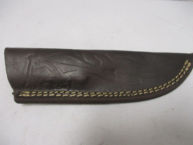 Damascus Hunting Knife with Leather Sheath - 6