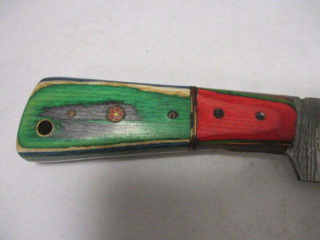 Two Damascus Hunting Knives with Leather Sheaths - 4
