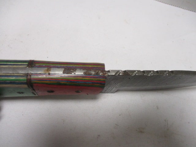 Two Damascus Hunting Knives with Leather Sheaths - 5