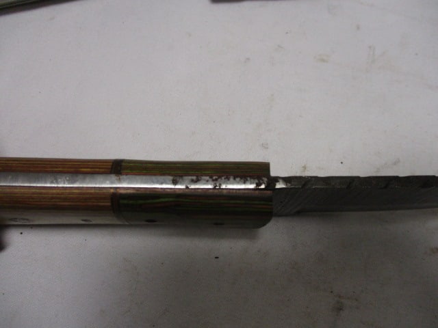 Two Damascus Hunting Knives with Leather Sheaths - 7