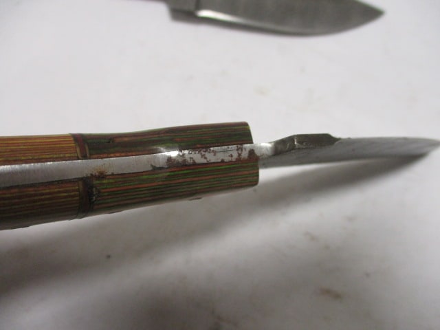 Two Damascus Hunting Knives with Leather Sheaths - 8