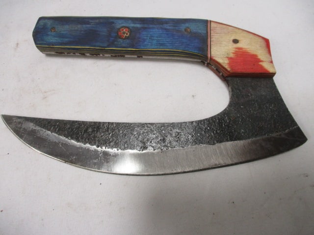 Damascus ULU Alaskan Cutting Knife with Leather Sheath - 2
