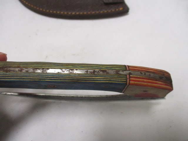 Damascus ULU Alaskan Cutting Knife with Leather Sheath - 3