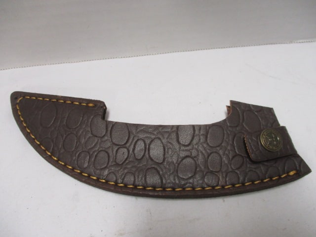 Damascus ULU Alaskan Cutting Knife with Leather Sheath - 4