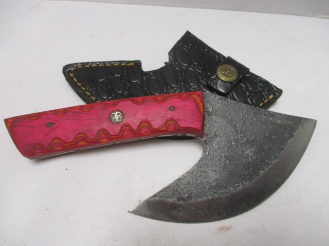 Damascus ULU Alaskan Cutting Knife with Leather Sheath (1 of 6)