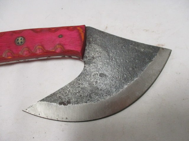 Damascus ULU Alaskan Cutting Knife with Leather Sheath - 2