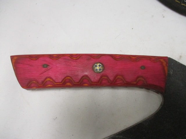 Damascus ULU Alaskan Cutting Knife with Leather Sheath - 3