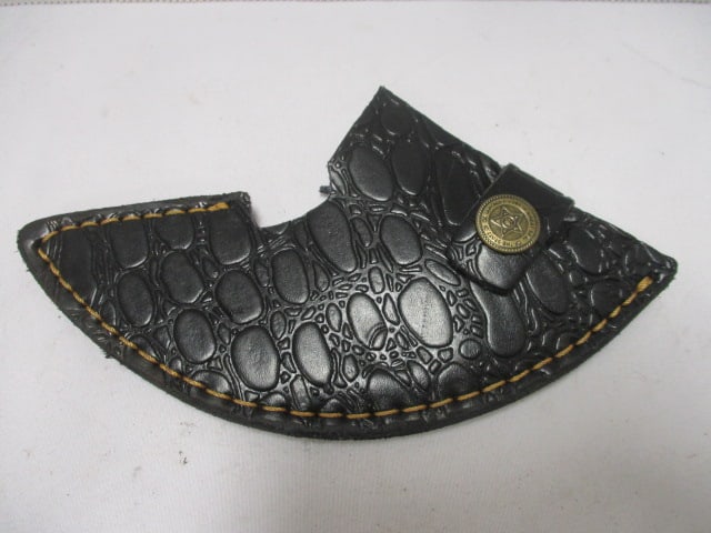 Damascus ULU Alaskan Cutting Knife with Leather Sheath - 5