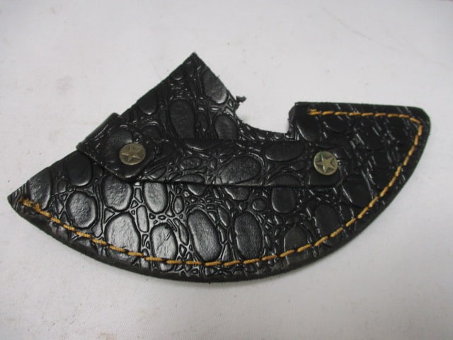 Damascus ULU Alaskan Cutting Knife with Leather Sheath - 6
