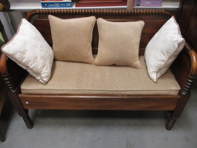 Jenny Lind Style Settee w/Throw Pillows: 50 x 22 x 35