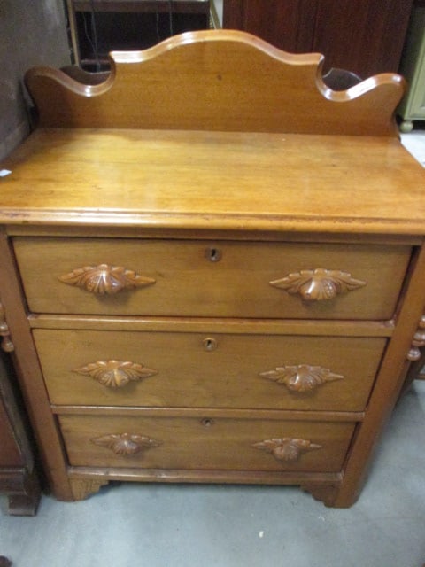 Antique Walnut Chest w/Leaf Shaped Carved Handles (1 of 6)