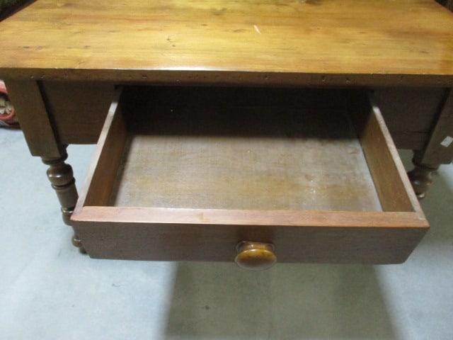 Primitive Country Style Wood Work Table w/Dovetail Drawer & - 2