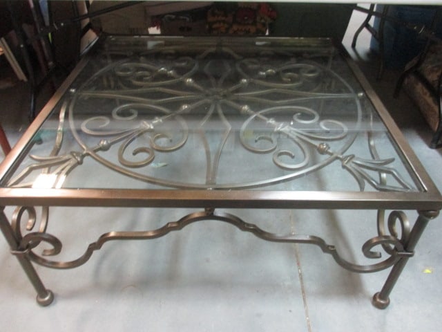 Brass & Glass Contemporary Style Cocktail Table (1 of 4)