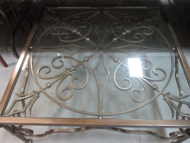 Brass & Glass Contemporary Style Cocktail Table - 2