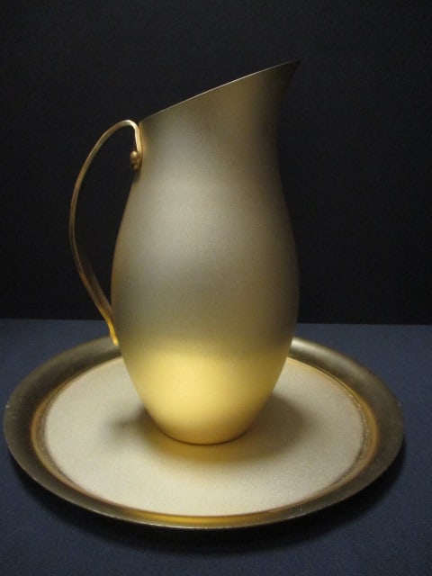 Mirro Gold Color Anodized 10" Aluminum Pitcher w/: Matching 12" Tray