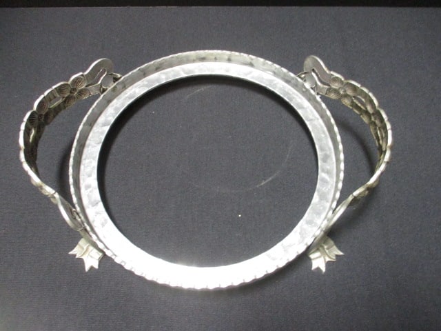 Hammered Aluminum Covered Divided Glass Server Dish - 4