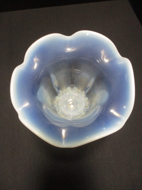 Blue Art Glass Vase 8", L.E. Smith Moon/Stars Goblet 6", & - 3