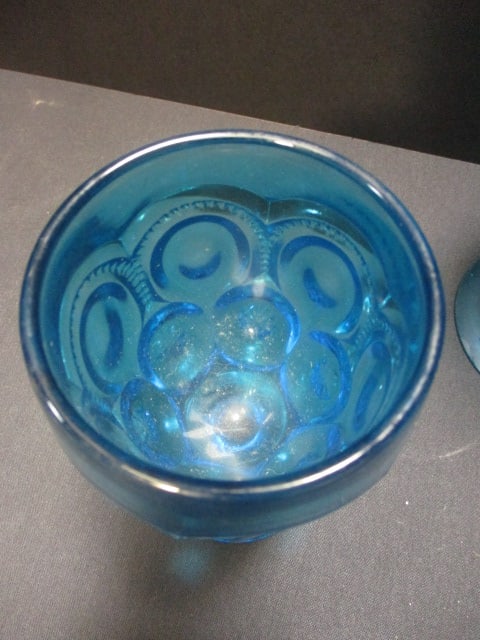 Blue Art Glass Vase 8", L.E. Smith Moon/Stars Goblet 6", & - 8