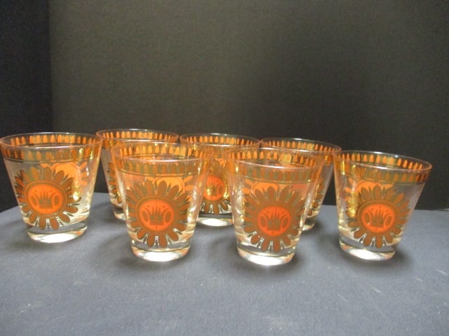 Georges Briard 22Kt Gold Crown Insignia MCM Regalia Tumblers (1 of 5)