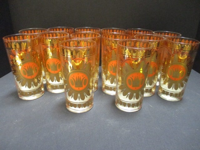 Georges Briard 22Kt Gold Crown Insignia MCM Regalia Tumblers (1 of 6)