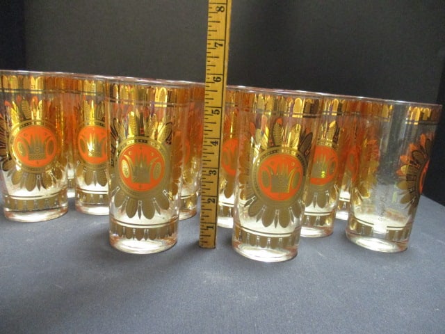 Georges Briard 22Kt Gold Crown Insignia MCM Regalia Tumblers - 6