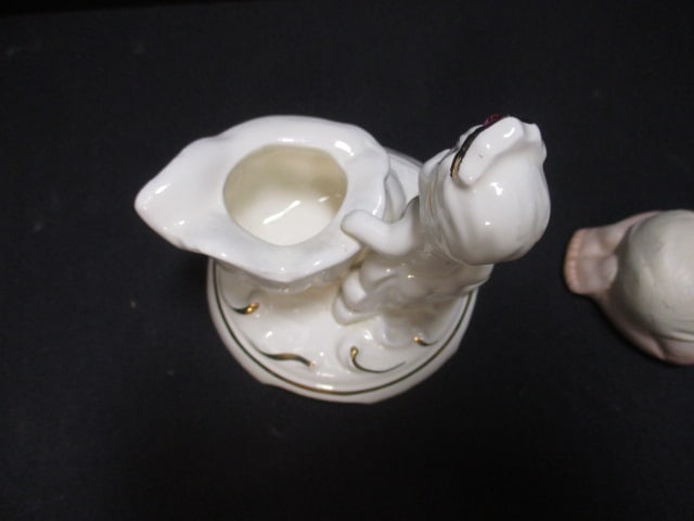 Porcelain Bisque Baby w/Lamb 2 1/2", Porcelain Child w/Doll 4", - 8