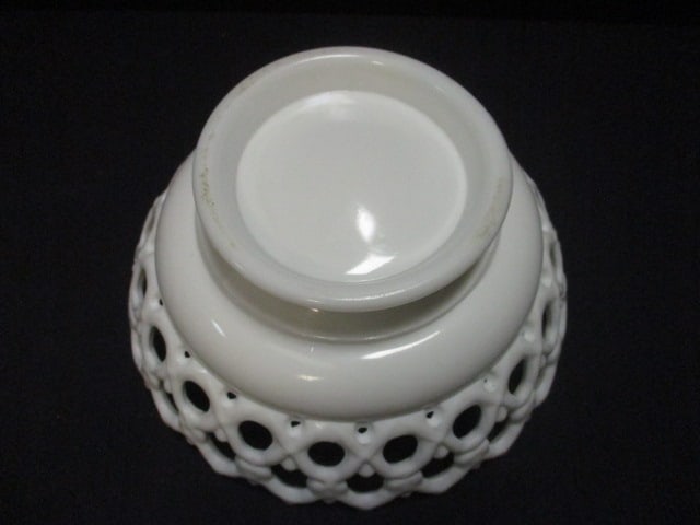 Westmoreland Milk Glass Fruit Bowl w/Lace Pattern - 3