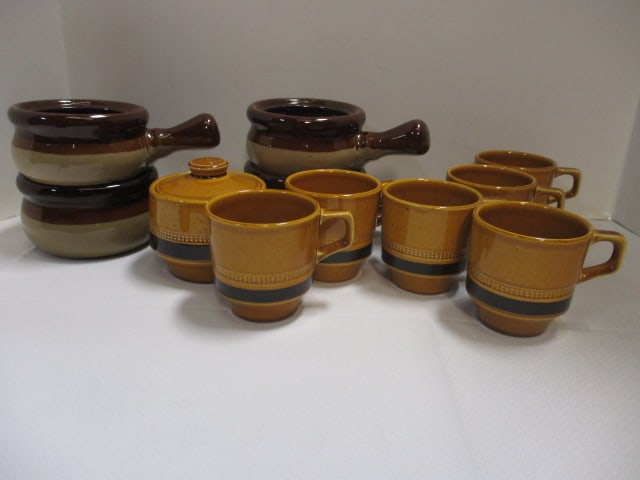 4 Handled Soup Bowls, Fuji Stone Sugar Dish & 6 Mugs (1 of 10)