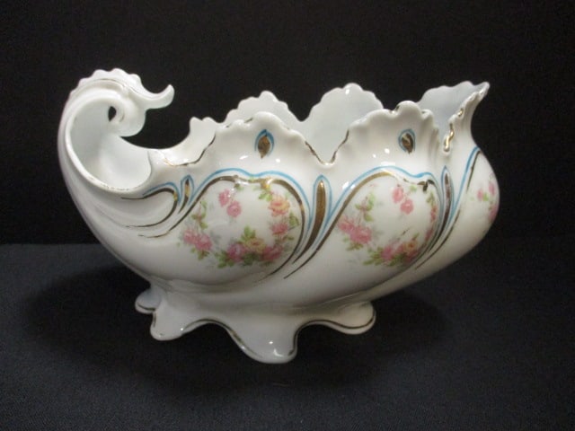 Victorian Style Cake Plate 9 1/2" & Austrian Porcelain Bowl 7" - 2