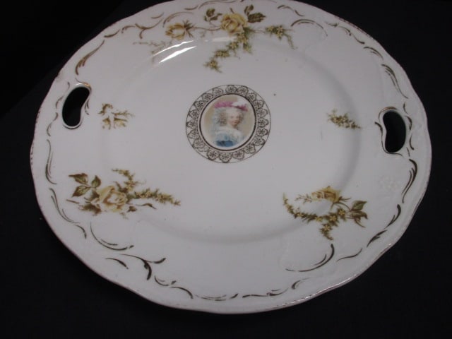 Victorian Style Cake Plate 9 1/2" & Austrian Porcelain Bowl 7" - 7