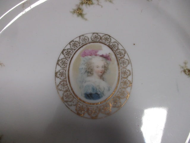 Victorian Style Cake Plate 9 1/2" & Austrian Porcelain Bowl 7" - 8