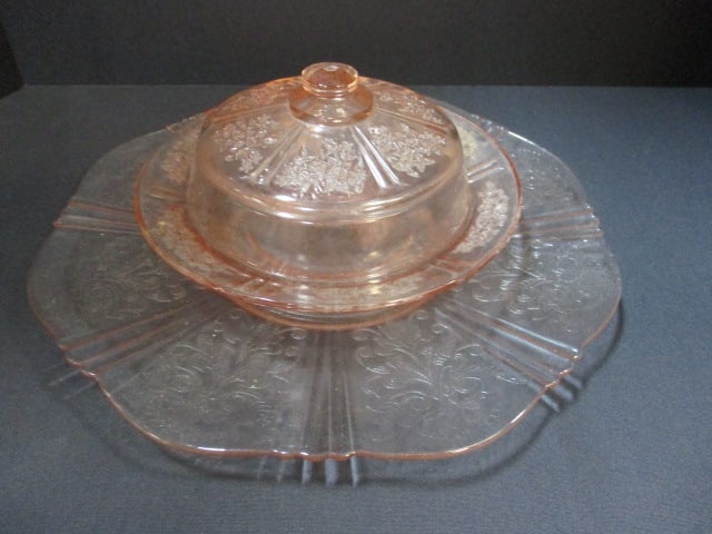 Pink Depression Glass Platter & Butter Dish (1 of 6)