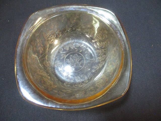 Amber Color Glassware-2 Goblets, Candy Dish - 2