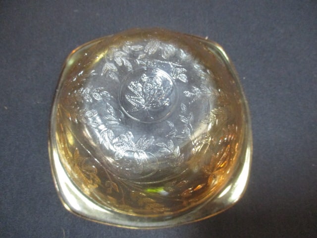 Amber Color Glassware-2 Goblets, Candy Dish - 3