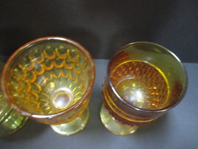 Amber Color Glassware-2 Goblets, Candy Dish - 5