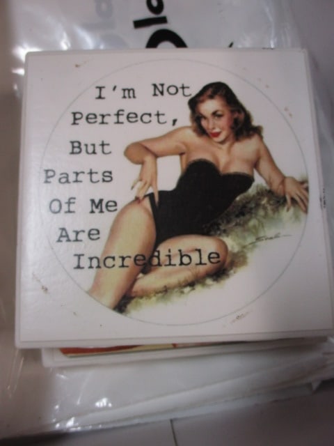 Printed Tiles, Vtg. Ashtray, Playboy Plastic Bags - 2