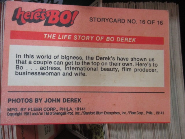 Bo Derek 'Here's Bo' Collectible Card Set - 8