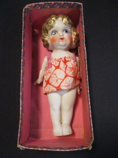 Fuji Brand Japanese Bisque Porcelain Doll in original Box: 7"
