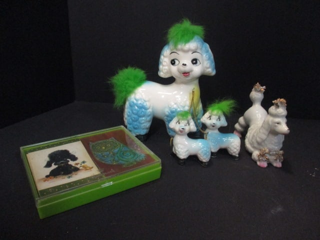 Kitsch Ceramic Poodle Figurines from 1950's & Hallmark Cards (1 of 10)